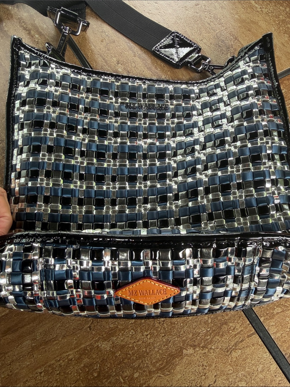 Mz Wallace Black & Silver Woven Shoulder Bag